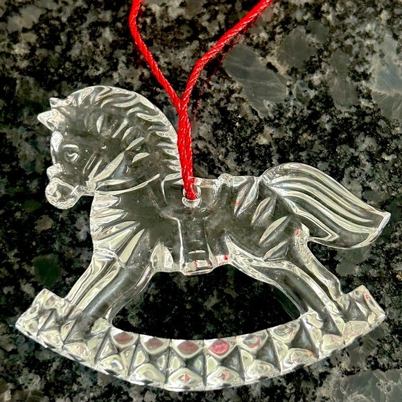GORHAM Crystal Rocking Horse Holiday ornament Intricate Design Clear Like new - Picture 3 of 9